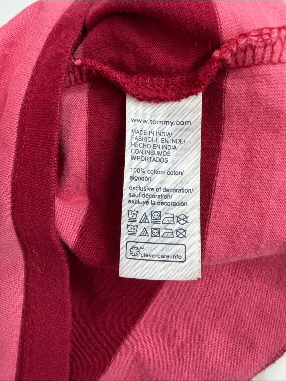 Tommy Hilfiger Tommy Jeans Collegiate T-Shirt Red & Pink Striped Tee - Picture 5 of 9